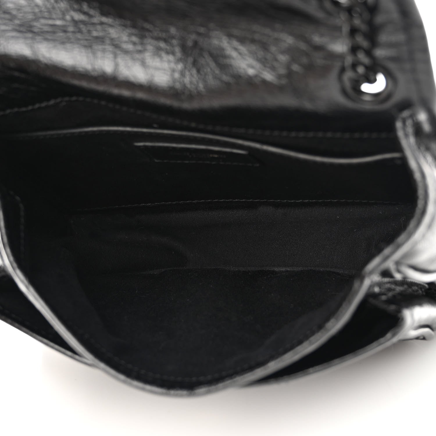 Saint Laurent Crinkled Calfskin Matelasse Monogram Baby Niki Chain Satchel Black 5 of 10