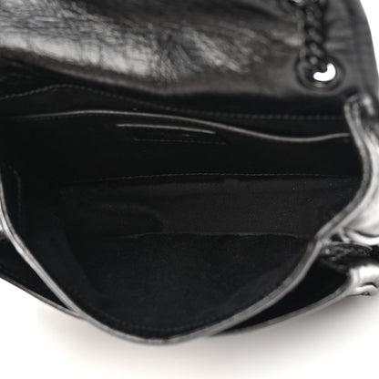 Saint Laurent Crinkled Calfskin Matelasse Monogram Baby Niki Chain Satchel Black 5 of 10