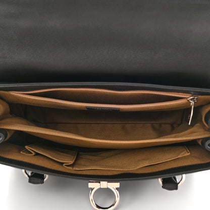 Salvatore Ferragamo Calfskin Gancini Top Handle Satchel Black 5 of 10