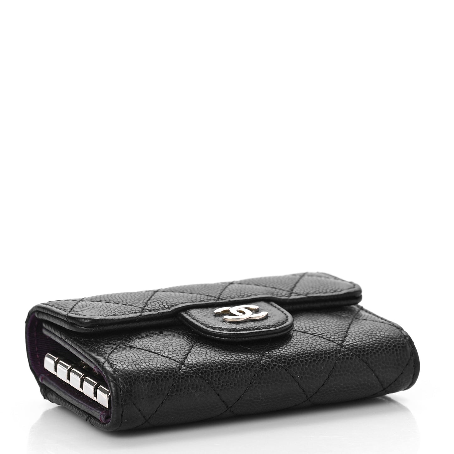 Caviar Quilted Classic 4 Key Holder Wallet Black