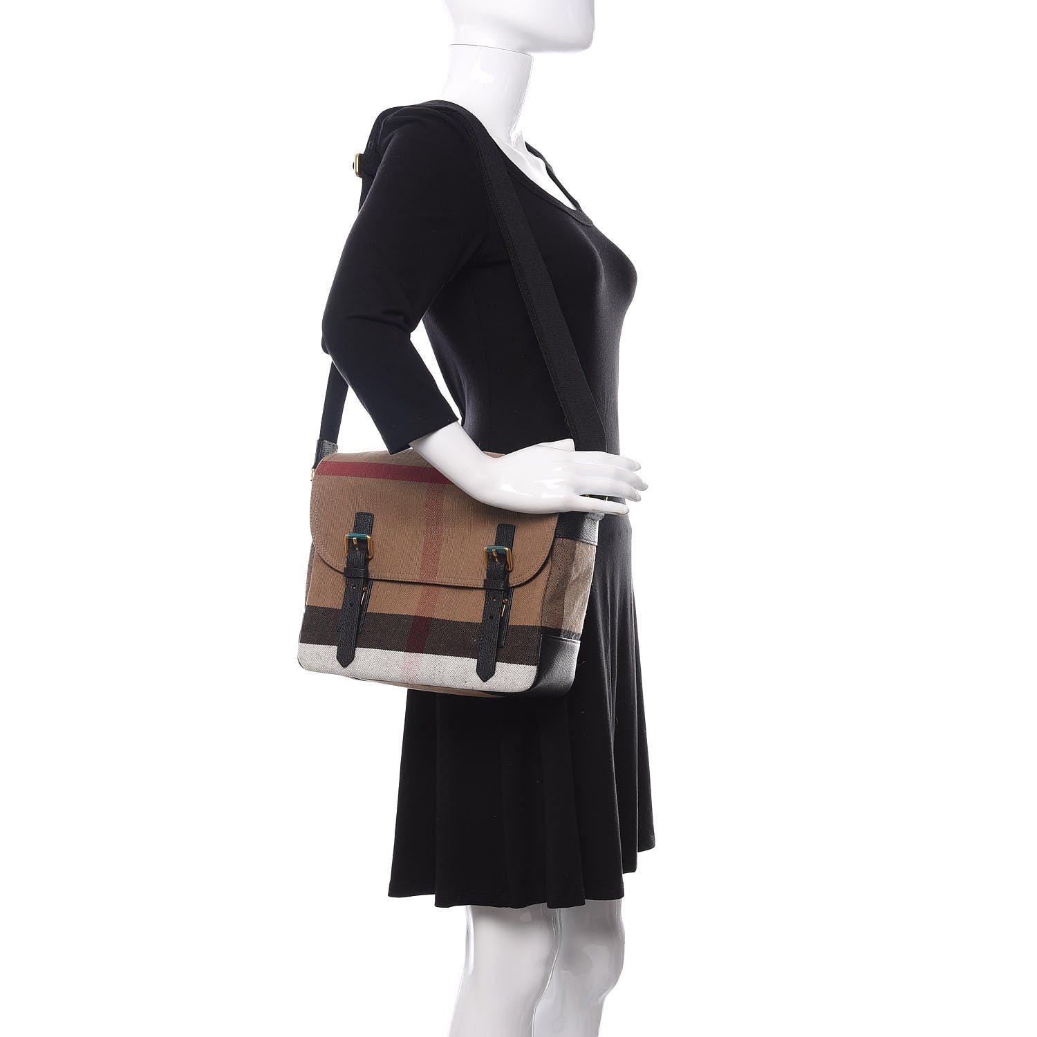 Burberry Canvas Mega Check Small Baildon Messenger Bag Black 2 of 11