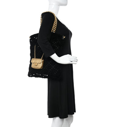 Chanel Braided Velvet Metallic Lambskin Precious Net Tote Black 2 of 11
