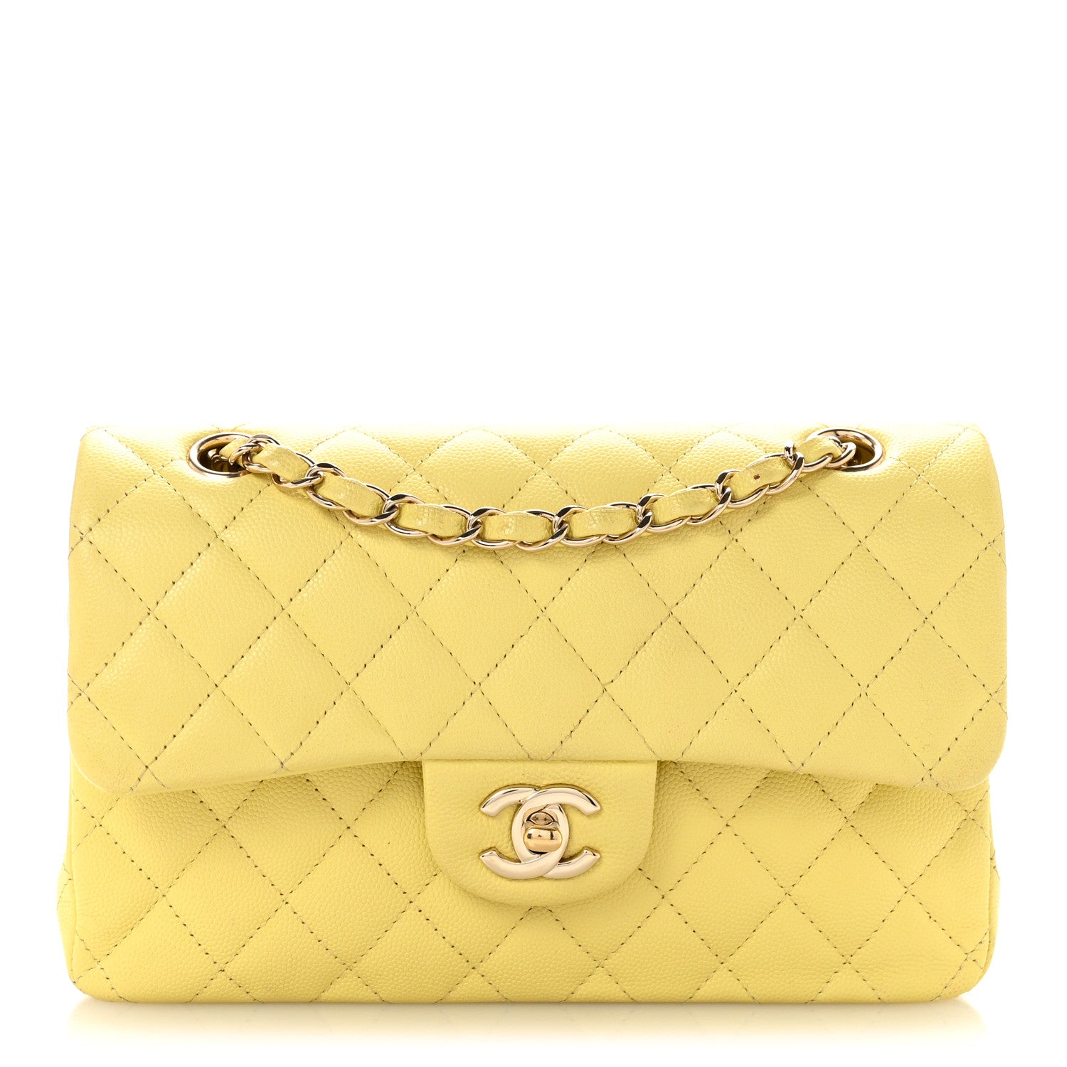 Chanel Caviar Quilted Small Double Flap Light Yellow 1 of 11
