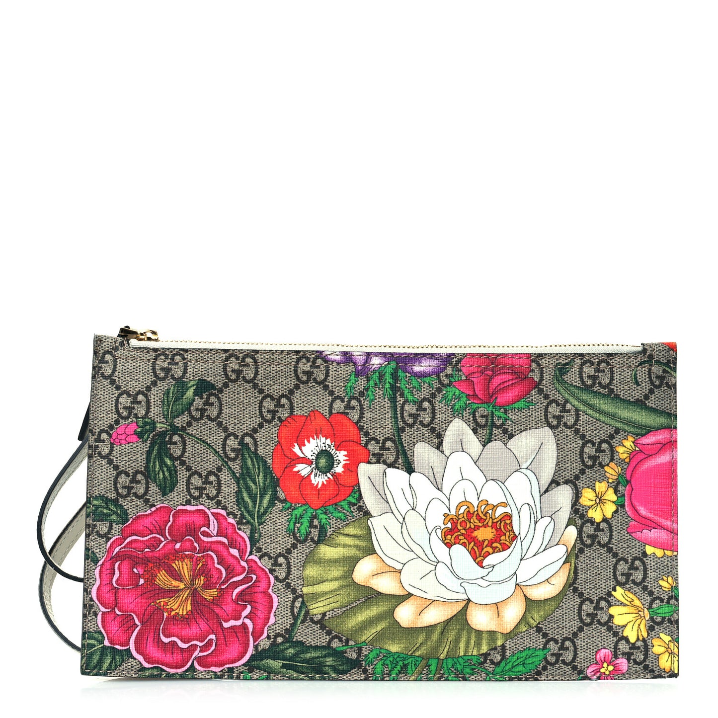 GG Supreme Monogram Flora Ophidia Pouch White