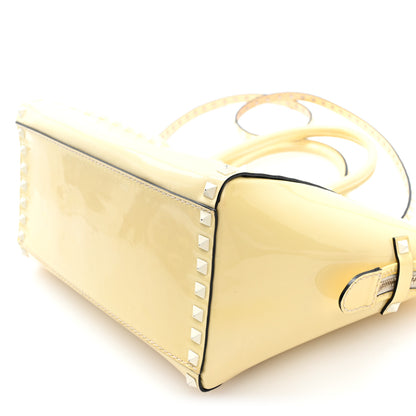 Valentino Garavani Patent Small Rockstud Double Handle Tote Ivory 9 of 9