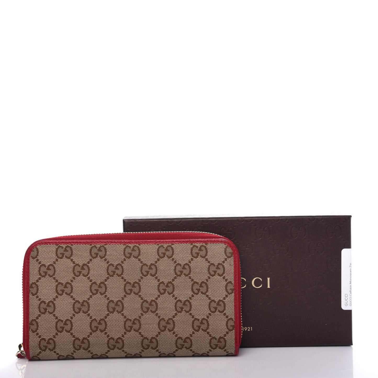 Monogram Dollar Calfskin Zip Around Wallet Beige Ebony Rosso