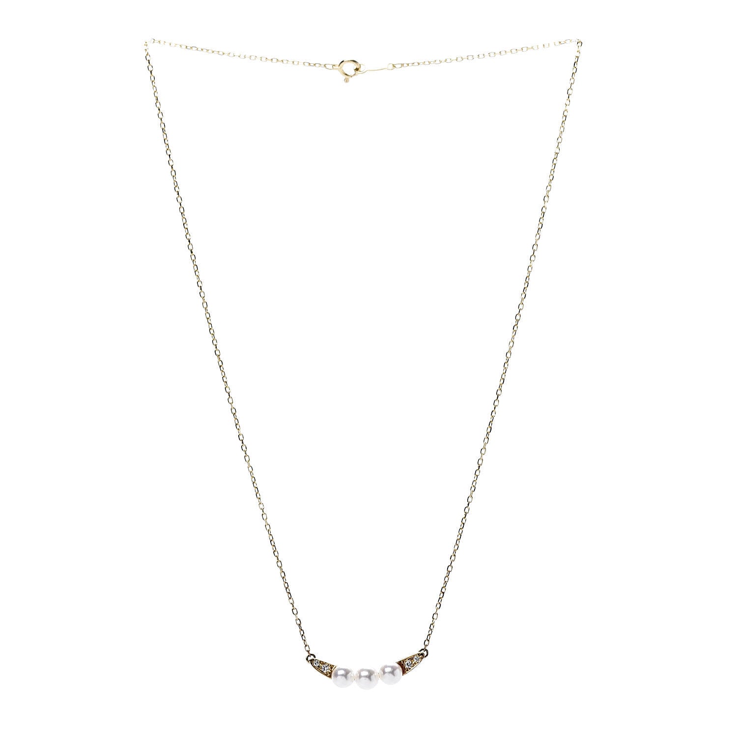 Mikimoto 18K Yellow Gold Diamond Akoya Pearl 5mm Bar Pendant Necklace 3 of 6