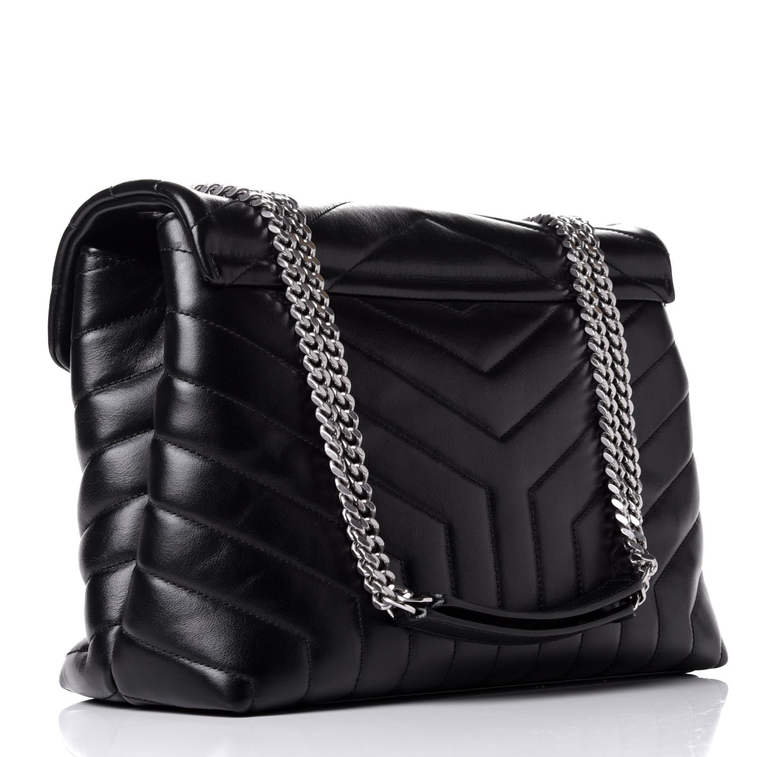 Saint Laurent Calfskin Y Quilted Monogram Medium Loulou Chain Satchel Black 3 of 11