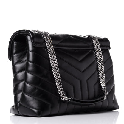 Saint Laurent Calfskin Y Quilted Monogram Medium Loulou Chain Satchel Black 3 of 11