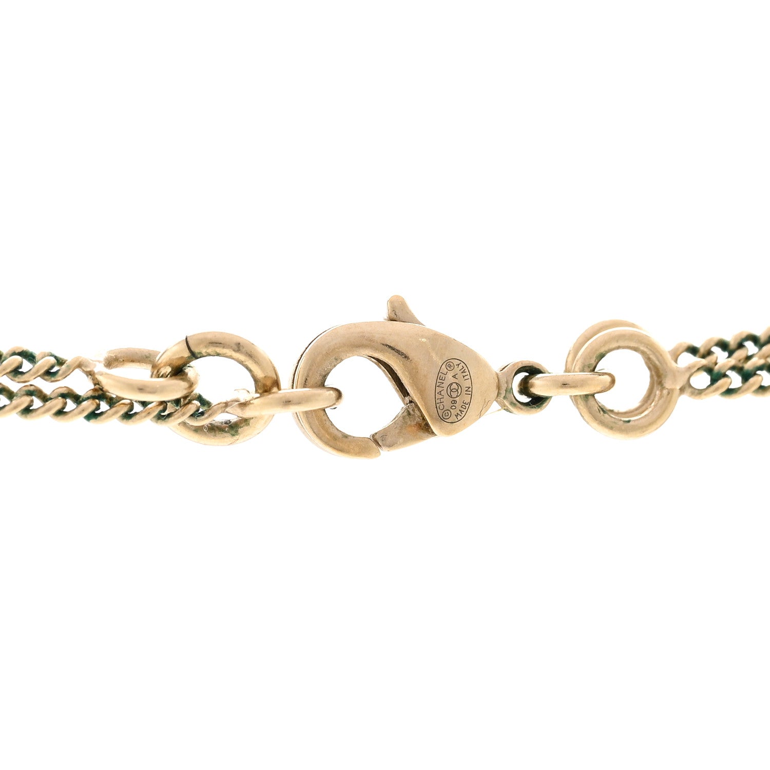 Chanel Crystal Pearl Drop Multi Chain Necklace Gold 5 of 5