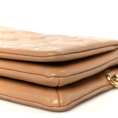Louis Vuitton Lambskin Embossed Monogram Pochette Coussin Camel 10 of 11