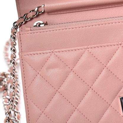 Chanel Goatskin Quilted CC Box Wallet on Chain WOC Pink 9 of 14