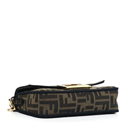 Fendi Fabric Jacquard FF 1974 Mini Baguette Tobacco Moro Black 7 of 9