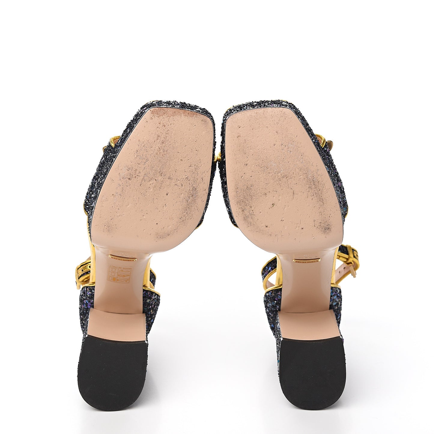 Glitter Soko Bee Platform Mid Heel Sandals 38 Notte Oro Multicolor