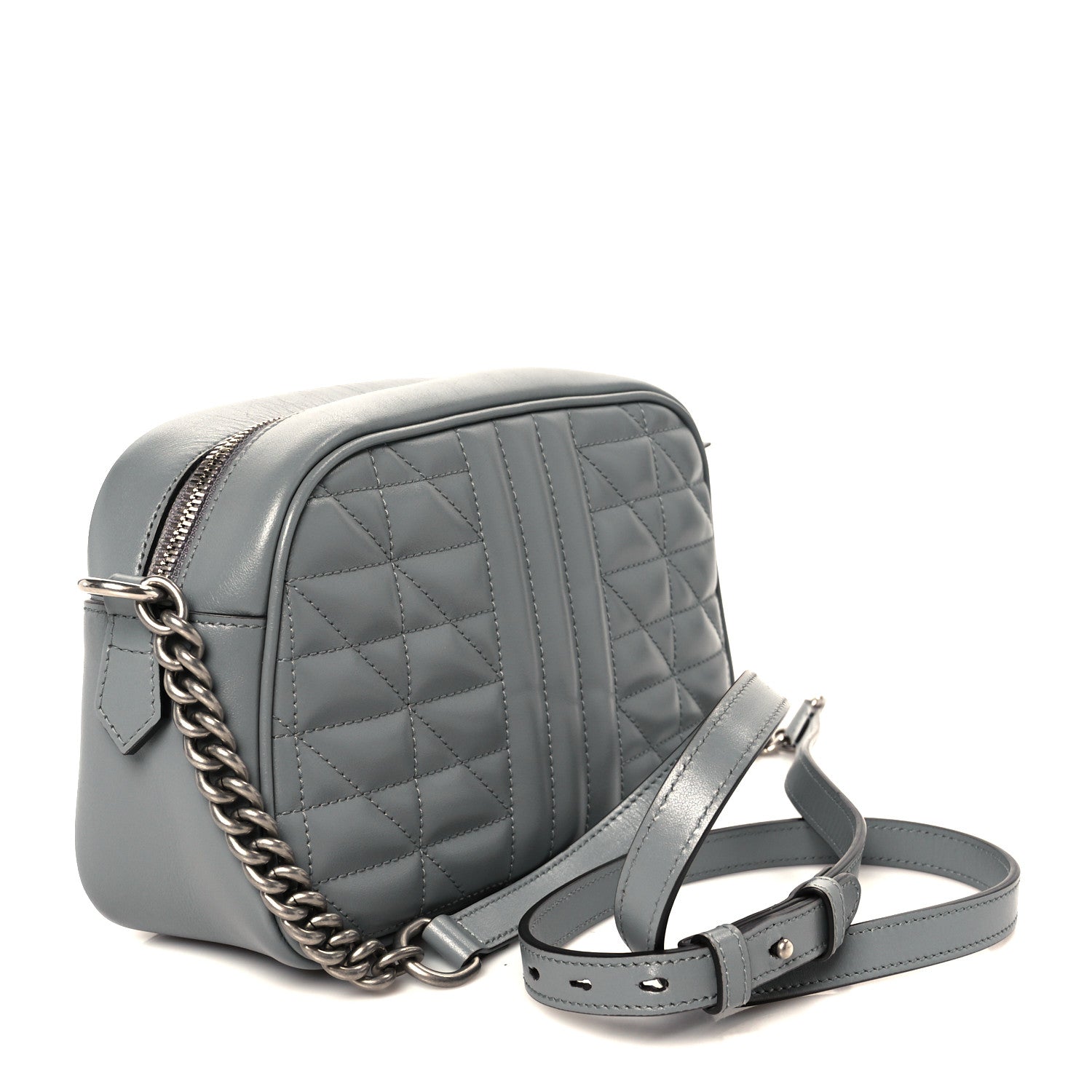 Gucci Calfskin Matelasse Aria Small GG Marmont Chain Shoulder Bag Deep Grey 3 of 11