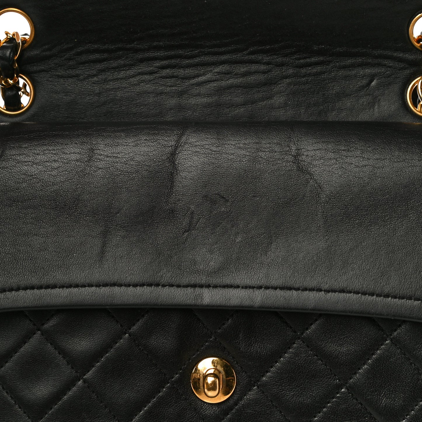 Lambskin Quilted Medium Double Flap Black