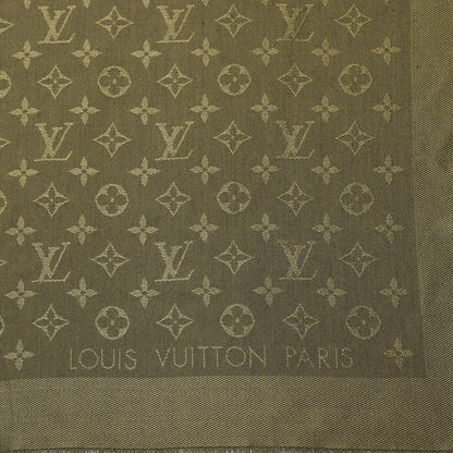 Louis Vuitton Silk Wool Monogram Shawl Kaki 5 of 7