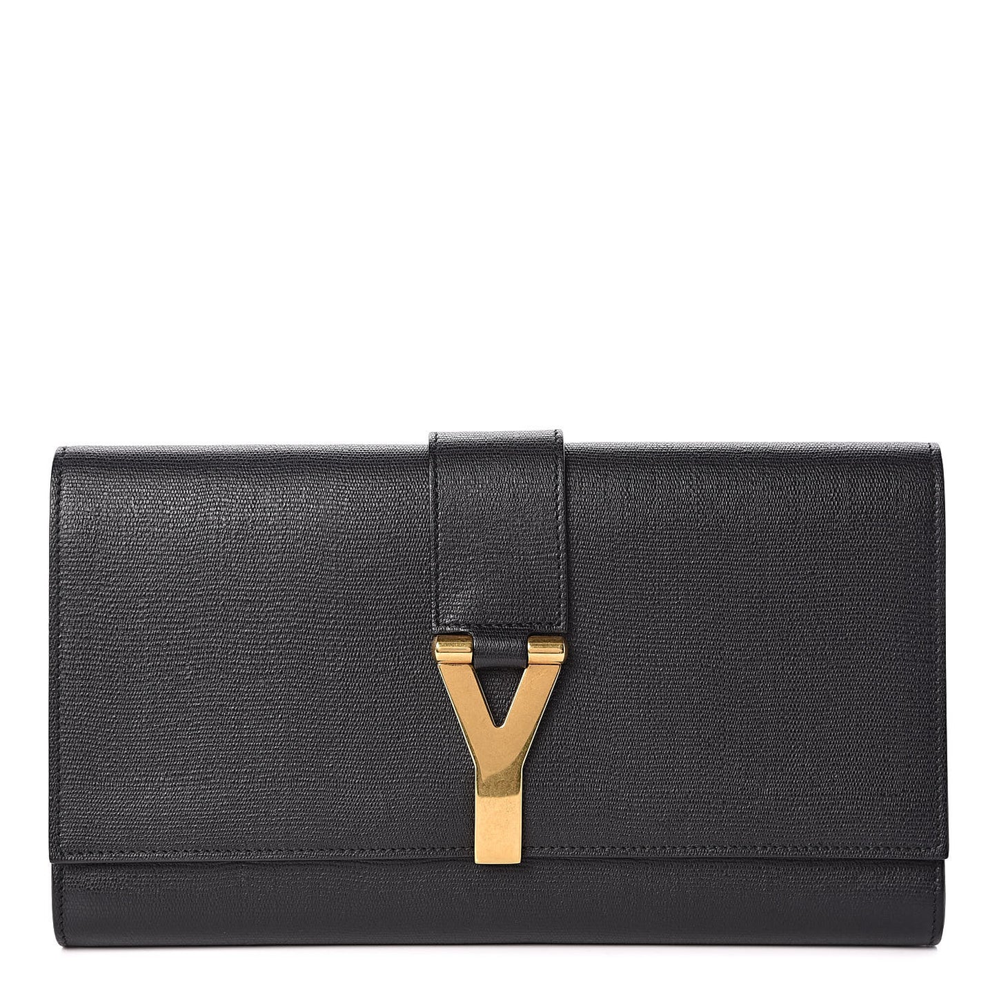Textured Calfskin Y Ligne Clutch Black