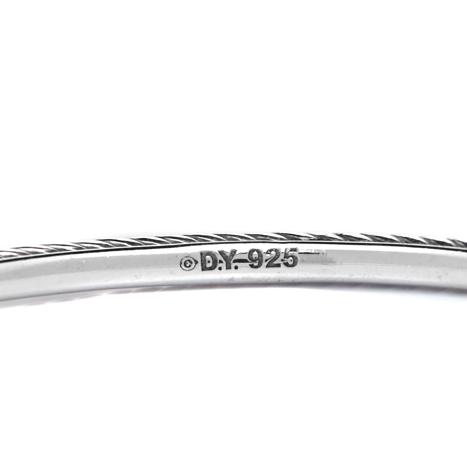 David Yurman Sterling Silver Diamond 3mm Heart Cable Bangle 5 of 5