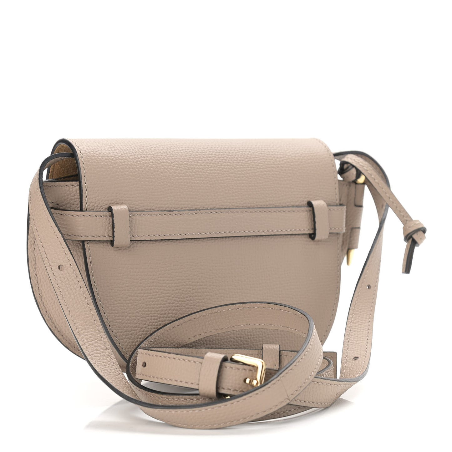 Pebble Grain Calfskin Mini Gate Dual Bag Light Oat