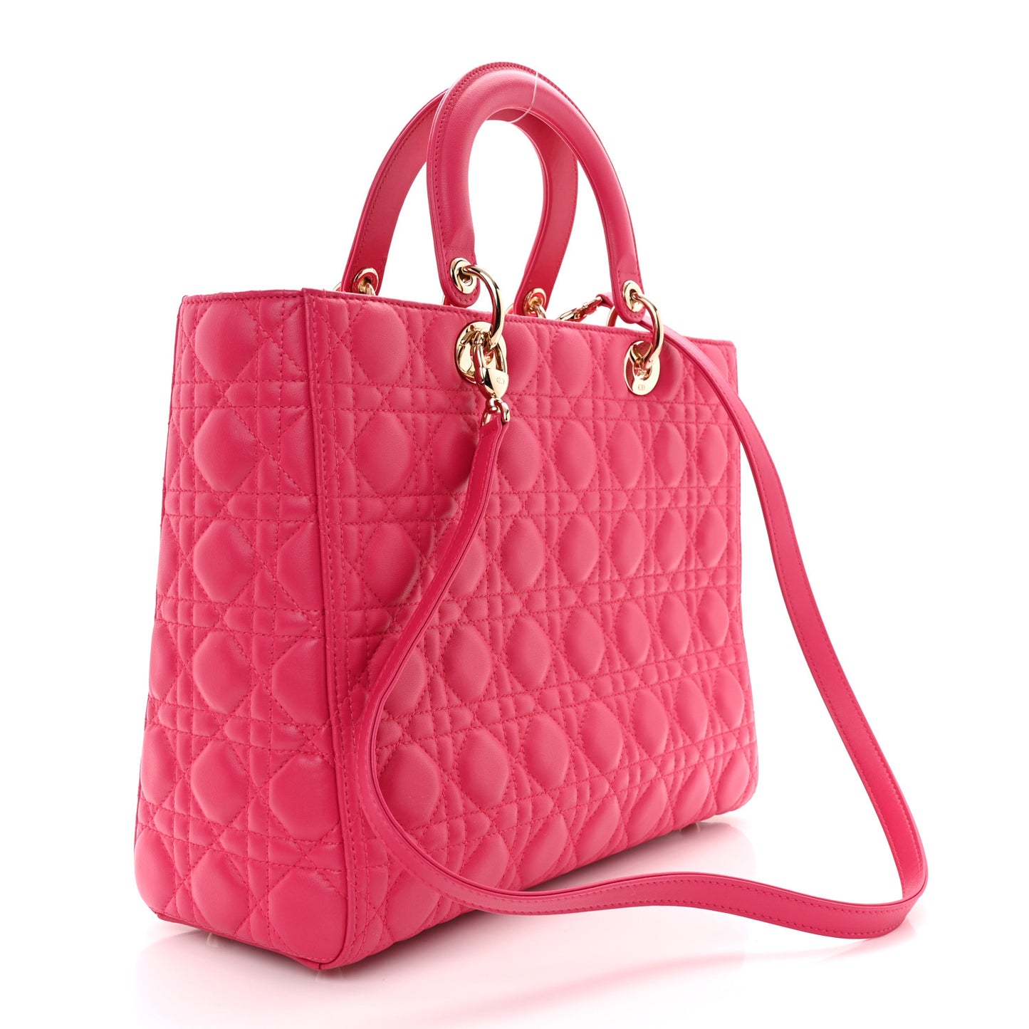 Lambskin Cannage Large Lady Dior Fuchsia