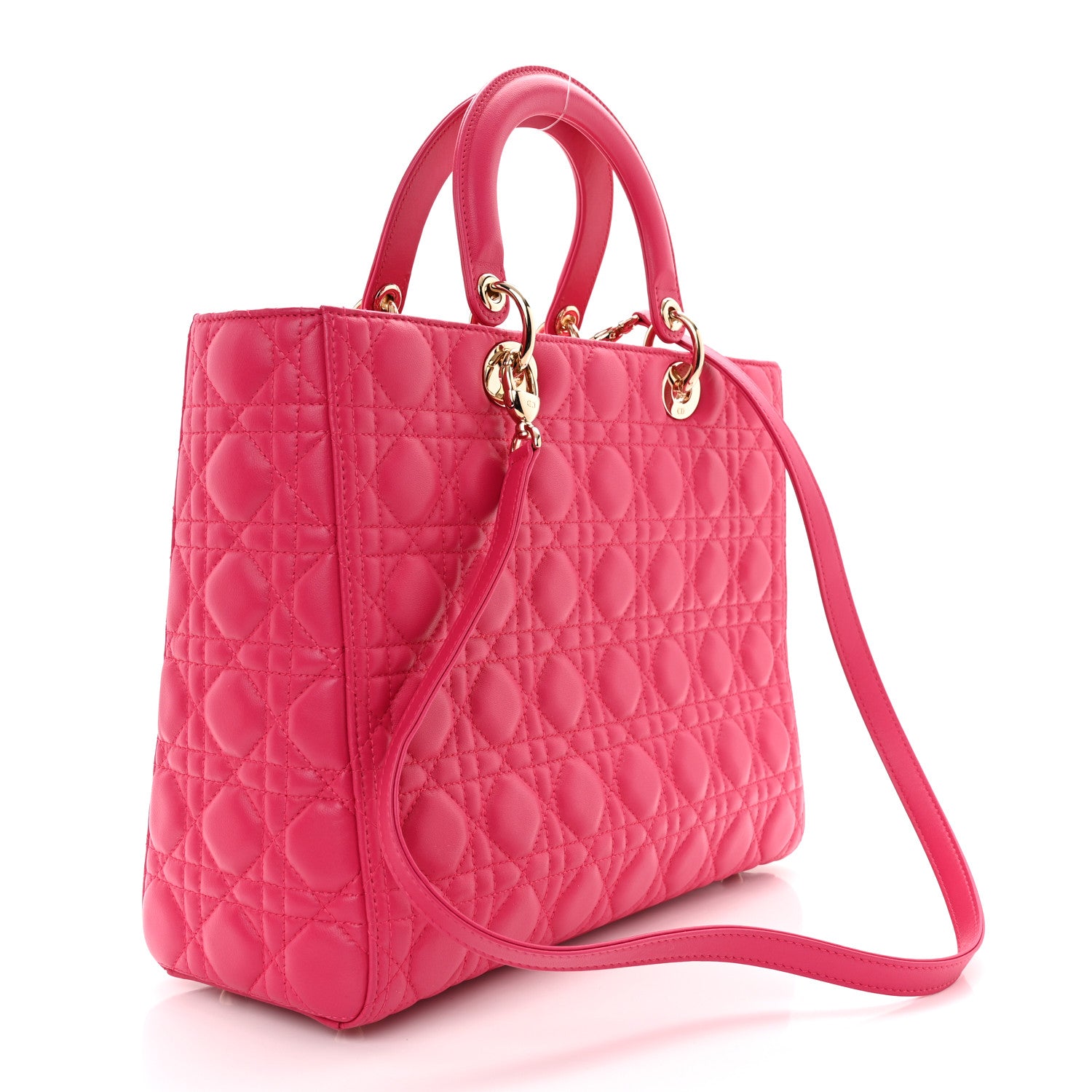 Christian Dior Lambskin Cannage Large Lady Dior Fuchsia 3 of 10