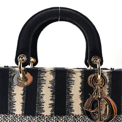 Christian Dior Canvas Medium D-Stripes Lady D-Lite Blue 7 of 9
