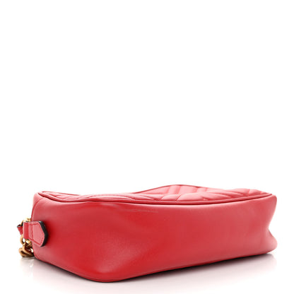 Gucci Calfskin Matelasse Small GG Marmont Chain Shoulder Bag Hibiscus Red 4 of 10