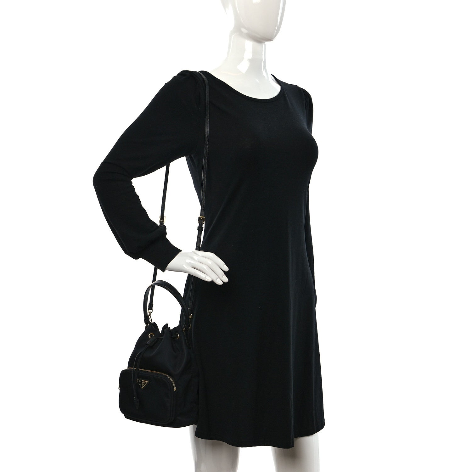 Prada Re-Nylon Duet Drawstring Shoulder Bag Black 2 of 8
