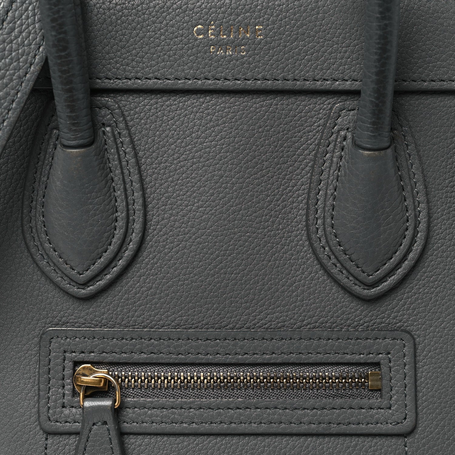 Celine Drummed Calfskin Nano Luggage Kohl 8 of 10