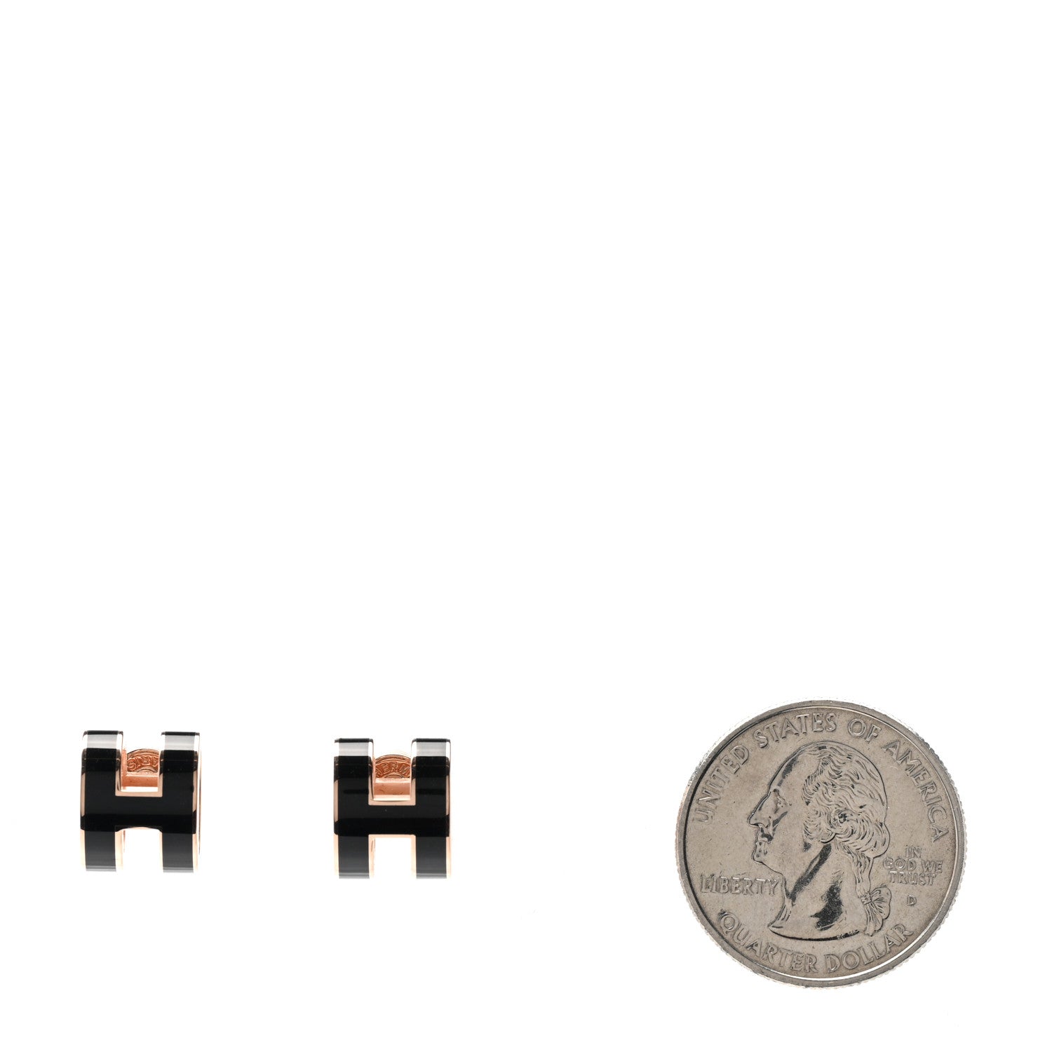 Hermes Rose Gold Lacquered Pop H Earrings Black 2 of 5