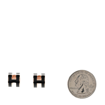 Hermes Rose Gold Lacquered Pop H Earrings Black 2 of 5