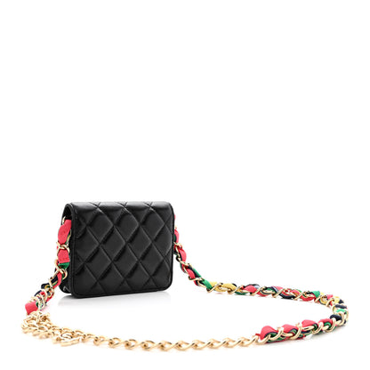 Chanel Shiny Lambskin Ribbon Quilted Flap Belt Bag Black 3 of 12