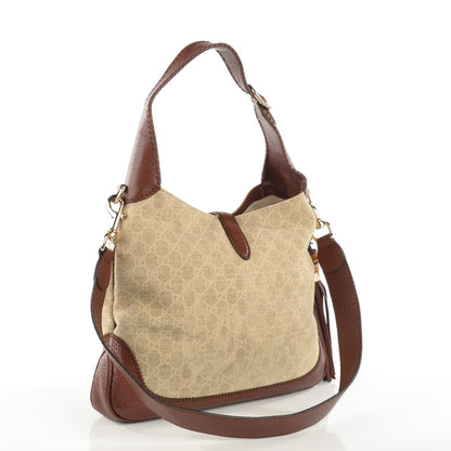 Gucci Linen Monogram Medium New Jackie Shoulder Bag Brown 3 of 7
