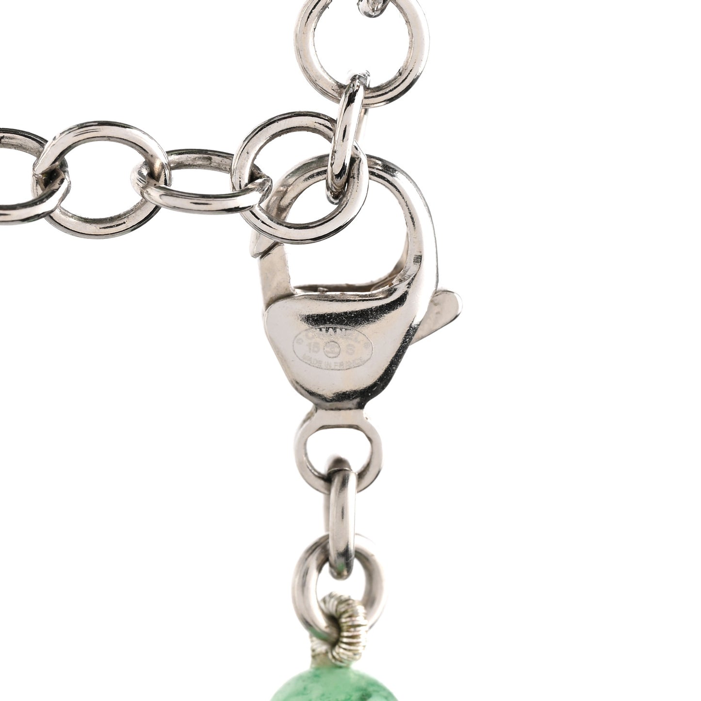 Bead Crystal CC Choker Necklace Green Silver