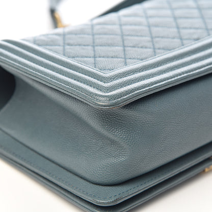 Chanel Caviar Quilted Medium Boy Flap Blue 11 of 13