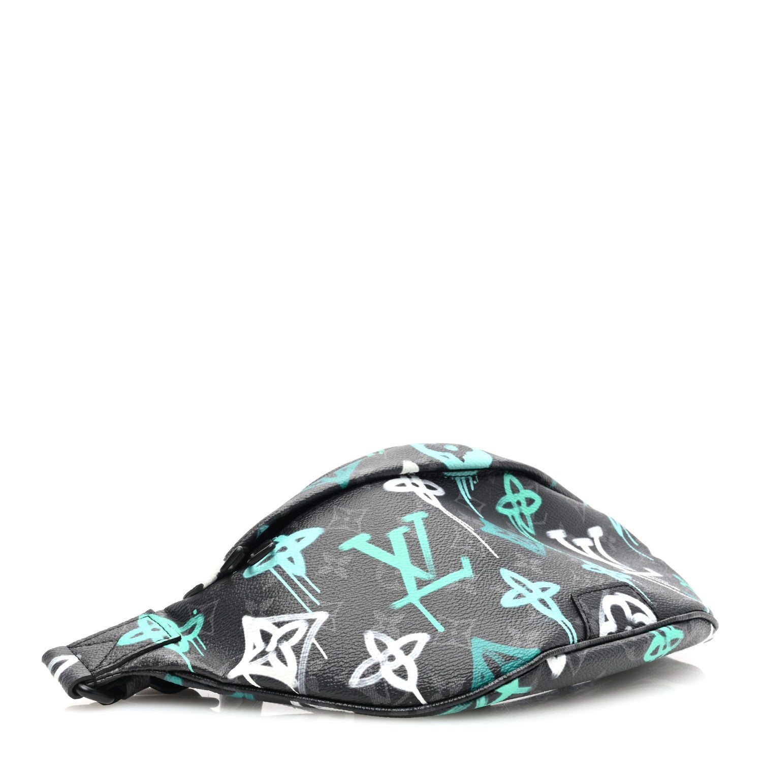 Louis Vuitton Monogram Eclipse LV Graffiti Discovery Bumbag Green Lights 4 of 9