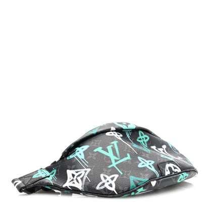 Louis Vuitton Monogram Eclipse LV Graffiti Discovery Bumbag Green Lights 4 of 9