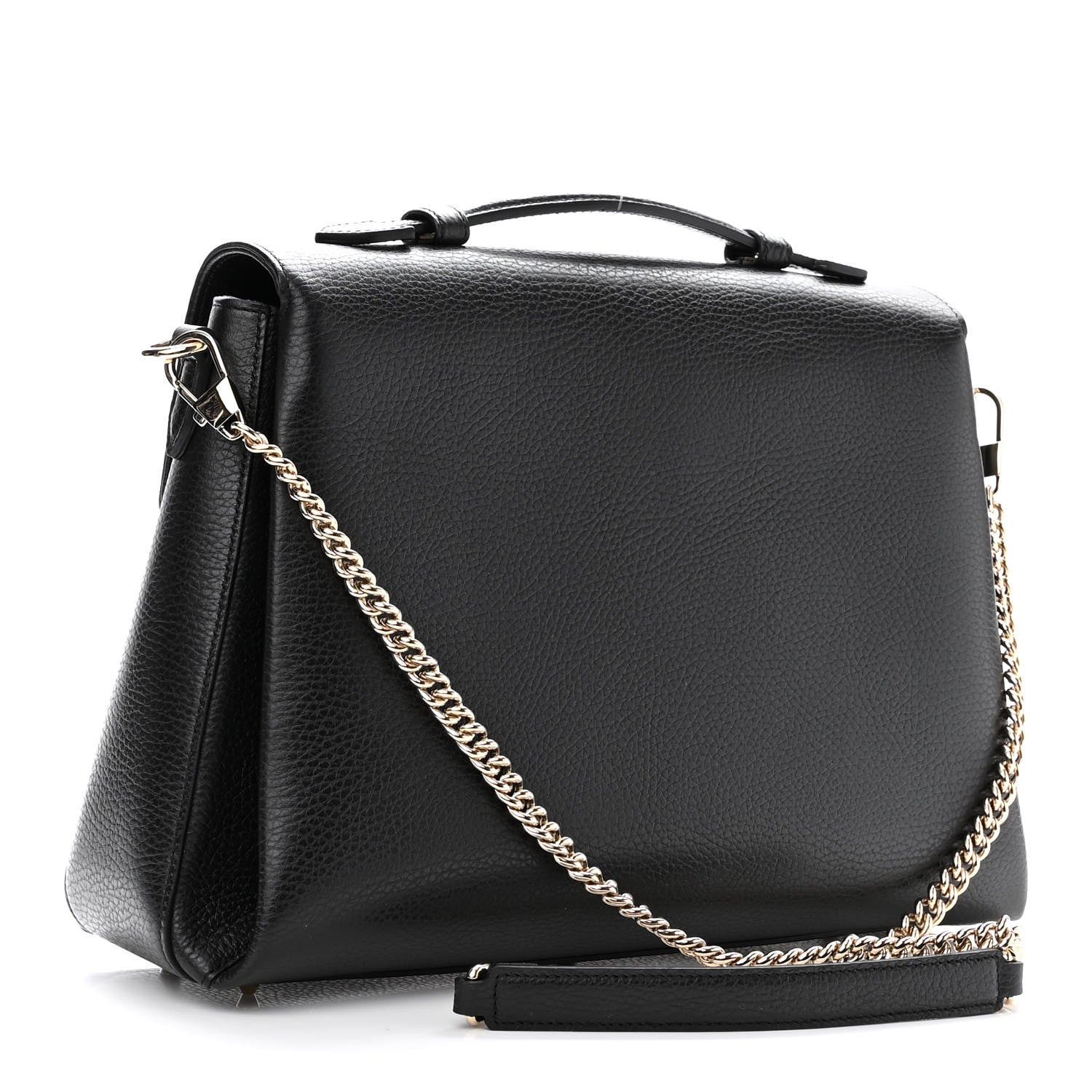Gucci Dollar Calfskin Medium Interlocking G Top Handle Shoulder Bag Black 3 of 10