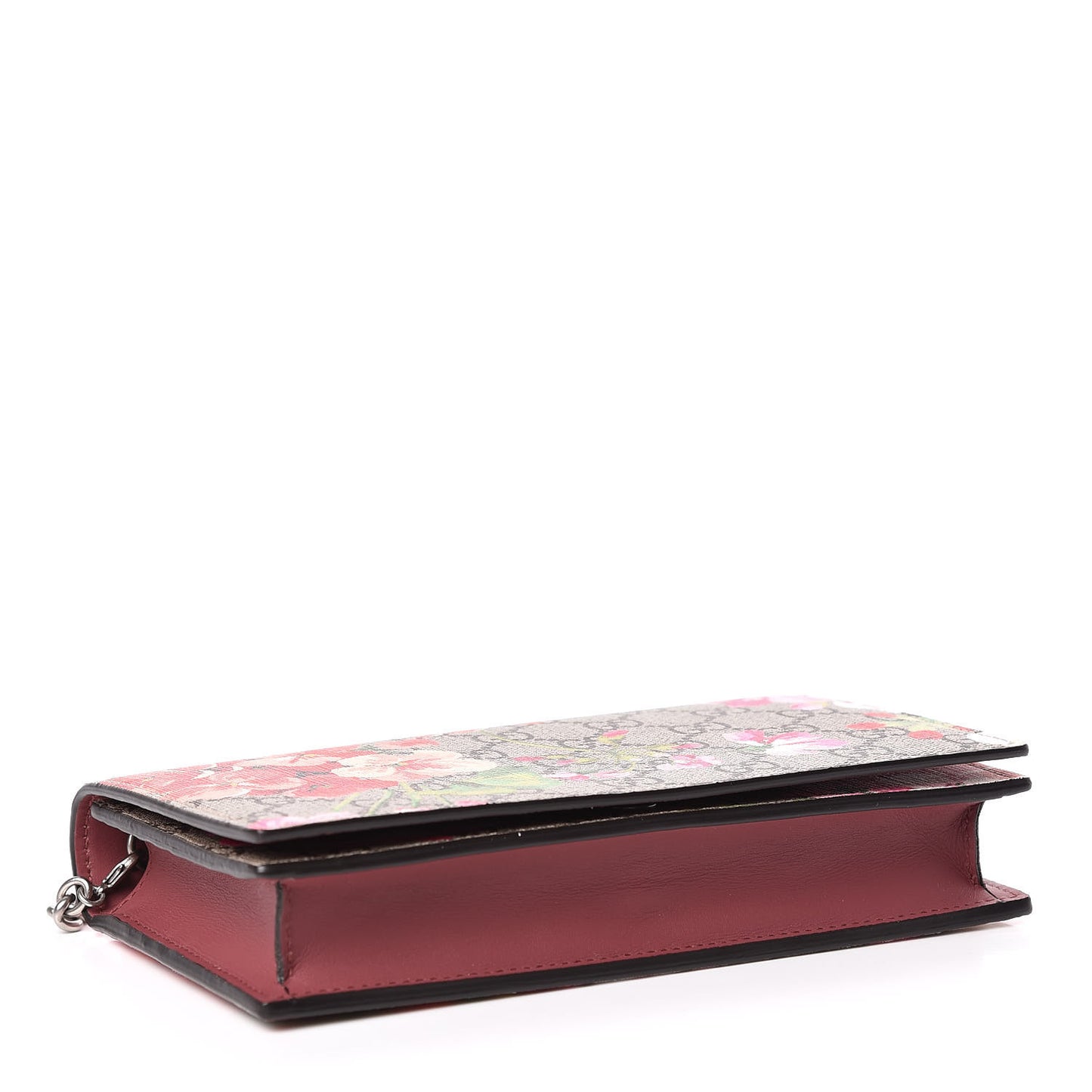 GG Supreme Monogram Blooms Chain Wallet Beige Multicolor Dry Rose