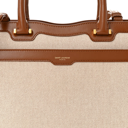 Saint Laurent Canvas Calfskin Medium Uptown Tote Brown 8 of 10