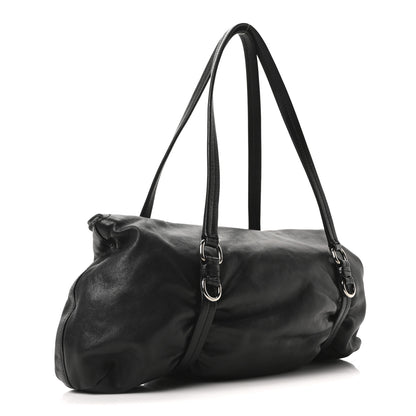 Prada Vitello Belt Easy Foldover Pushlock Satchel Black 3 of 9