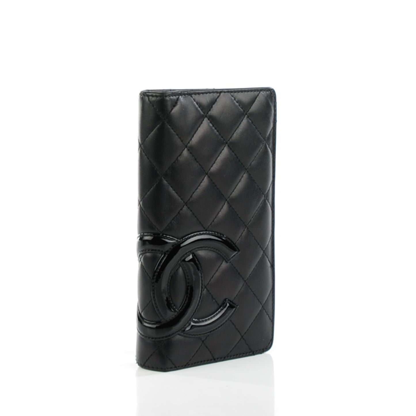 Calfskin Quilted Cambon Yen Wallet Black