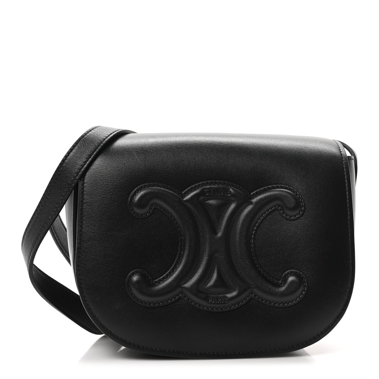 Smooth Calfskin Cuir Triomphe Folco Crossbody Bag Black