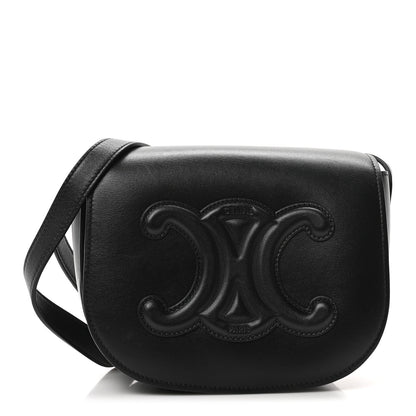 Celine Smooth Calfskin Cuir Triomphe Folco Crossbody Bag Black 1 of 9