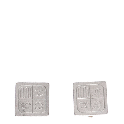 Chanel Metal Square CC Symbols Clip On Earrings Silver 1 of 4