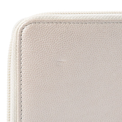 Chanel Metallic Caviar Large Sevruga Zip Around Organizer Wallet Silver 9 of 9
