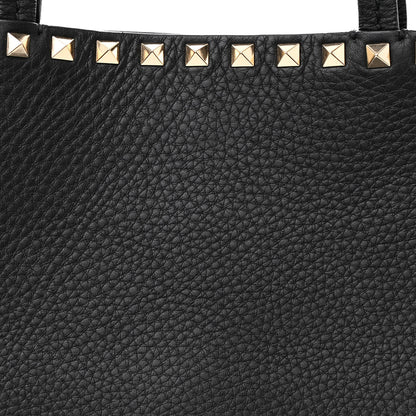 Valentino Garavani Grained Calfskin Rockstud Shoulder Tote Black 6 of 10