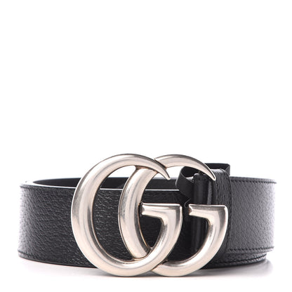 Gucci Textured Dollar Calfskin Nickel Double G 40mm Belt 90 36 Black 1 of 7