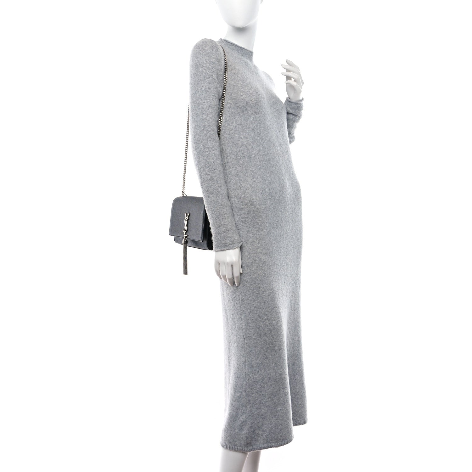 Saint Laurent SAINT LAURENT Grain De Poudre Medium Classic Monogram Kate Tassel Satchel Black 2 of 11